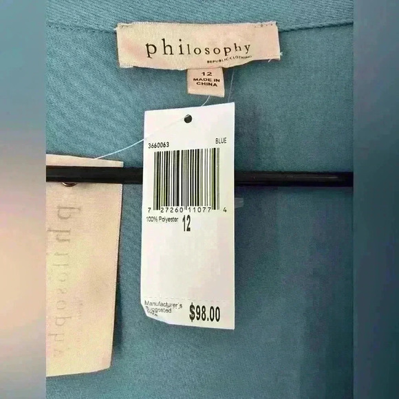 Philosophy Open Cardigan Sz 12 Blue Light weight NWT business casual Officewear - Picture 6 of 11